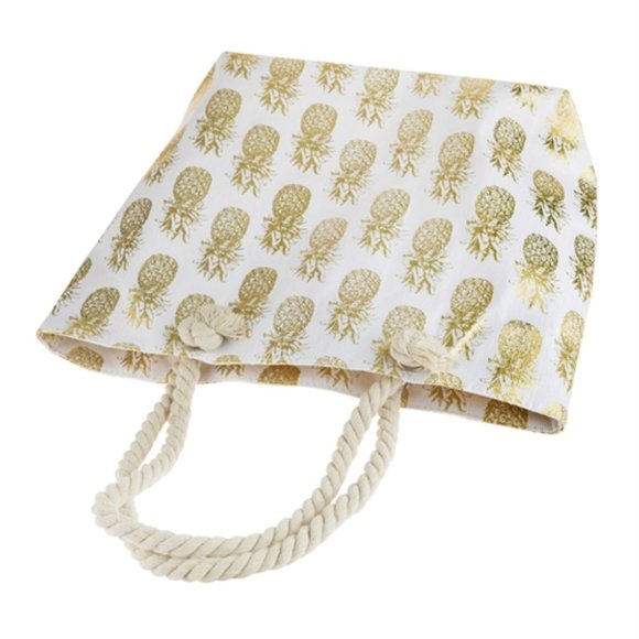 METALLIC GOLD PINEAPPLE CANVAS BAG - Picture 3 of 9